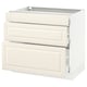 An off-white SEKTION kitchen cabinet with three drawers, featuring a classic design with bevelled drawer fronts.