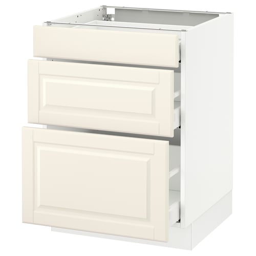 An off-white SEKTION kitchen cabinet with two drawers and a fixed-top shelf. The cabinet has a classic design with smooth, bevelled edges.