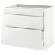 This image shows a white high-gloss cabinet from IKEAs SEKTION kitchen series with smooth-running drawers.