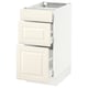 A SEKTION kitchen cabinet in off-white with three drawers. It has a modern design with bevelled drawer edges.