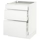 SEKTION white kitchen cabinet with three drawers, sleek modern design.