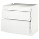 SEKTION kitchen cabinet, white, glossy finish, 3 drawers, rectangular, modern design.