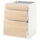 Wooden kitchen cabinet: SEKTION, light ash, three drawers, smooth finish.
