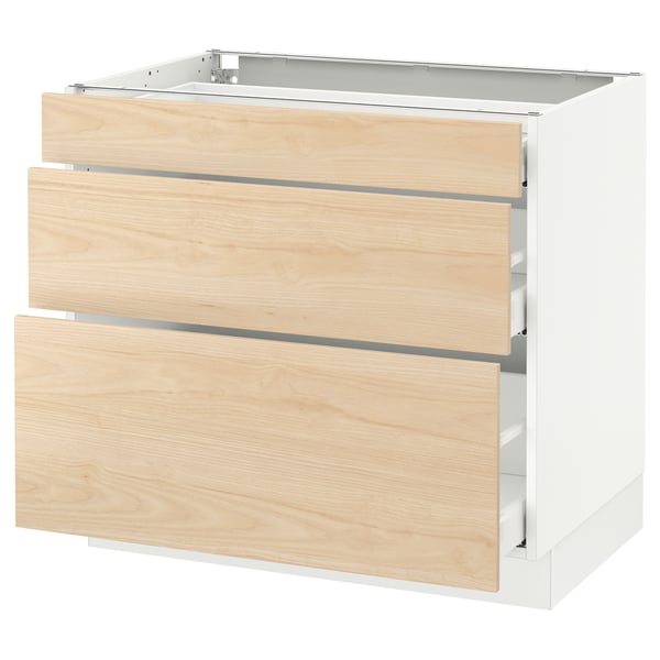 A light wood-colored SEKTION kitchen cabinet with two drawers. The cabinet has a rectangular shape and a sleek, modern design.