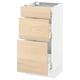 Modern kitchen cabinet, SEKTION series, white with light wood drawers, sleek design, three open drawers, durable materials.