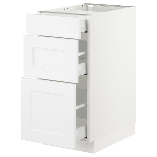 Ikea SEKTION white kitchen cabinet with drawers.