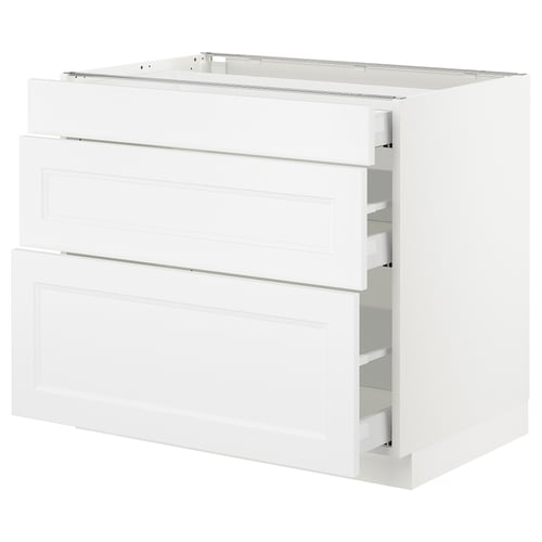 SEKTION white kitchen cabinet set; includes drawers and shelves, modern design.