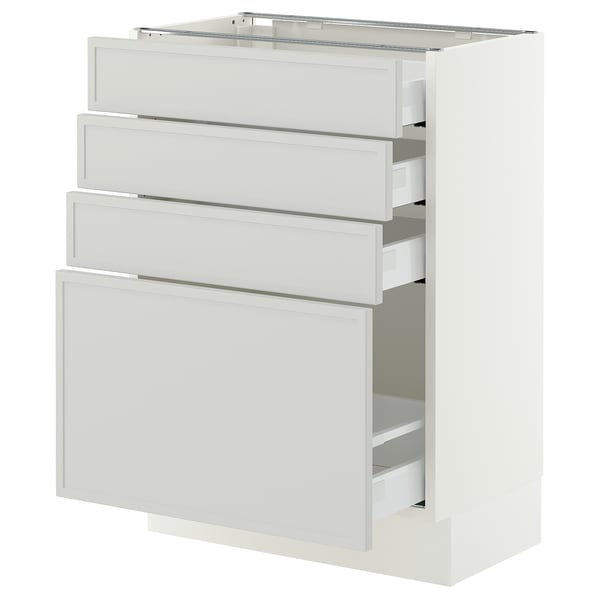 SEKTION / MAXIMERA Base cabinet with 4 drawers, white/Aspudden light grey, 61x37x76 cm