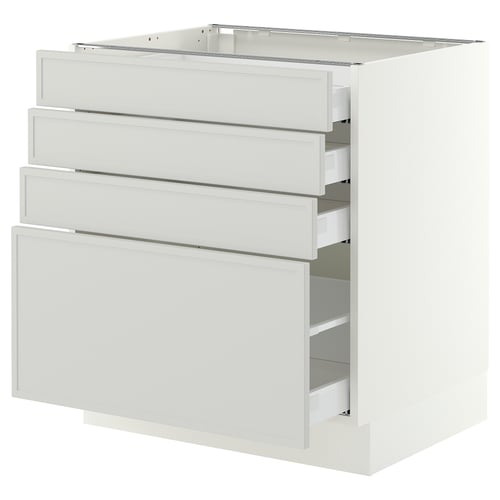 SEKTION / MAXIMERA Base cabinet with 4 drawers, white/Aspudden light grey, 76x61x76 cm