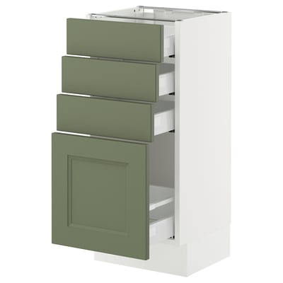 SEKTION / MAXIMERA Base cabinet with 4 drawers, white/Axstad grey-green, 38x37x76 cm