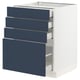 SEKTION / MAXIMERA Base cabinet with 4 drawers, white Axstad/matt blue, 61x61x76 cm