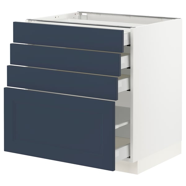 SEKTION / MAXIMERA Base cabinet with 4 drawers, white Axstad/matt blue, 76x61x76 cm
