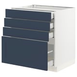 SEKTION / MAXIMERA Base cabinet with 4 drawers, white Axstad/matt blue, 76x61x76 cm