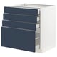 SEKTION / MAXIMERA Base cabinet with 4 drawers, white Axstad/matt blue, 76x61x76 cm