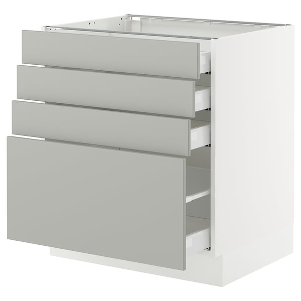 SEKTION / MAXIMERA Base cabinet with 4 drawers, white/Havstorp light grey, 76x61x76 cm