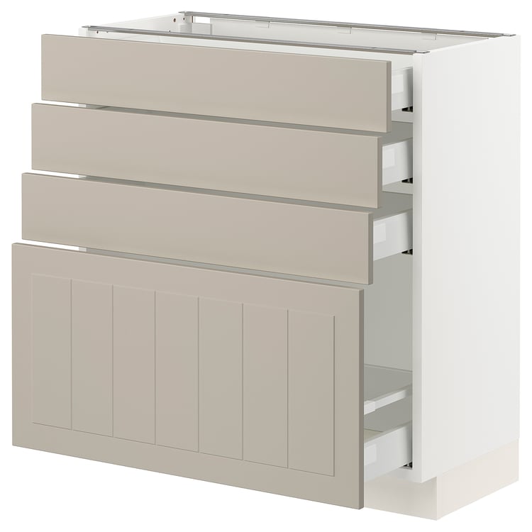 SEKTION / MAXIMERA base with 4 drawers, white/Stensund beige