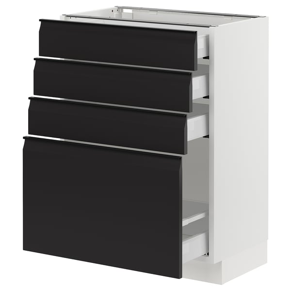 SEKTION / MAXIMERA Base cabinet with 4 drawers, white/Upplöv matt anthracite, 61x37x76 cm