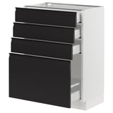 SEKTION / MAXIMERA Base cabinet with 4 drawers, white/Upplöv matt anthracite, 61x37x76 cm