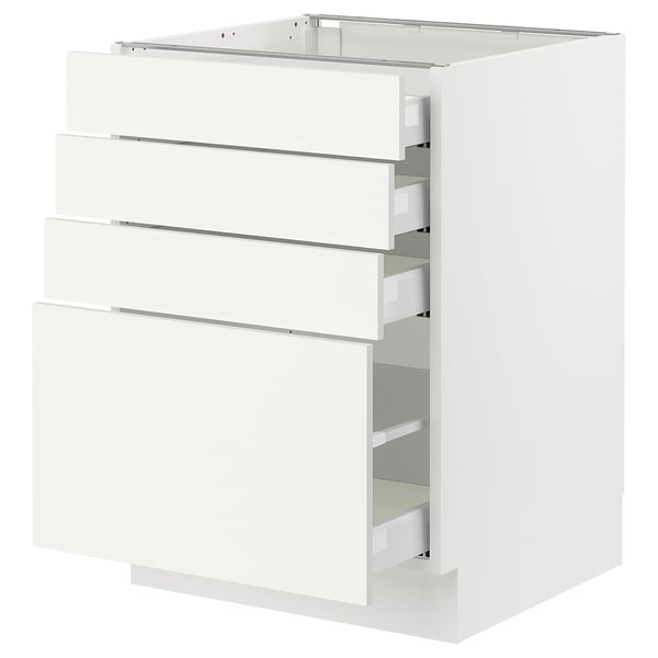 SEKTION / MAXIMERA Base cabinet with 4 drawers, white/Vallstena white, 61x61x76 cm