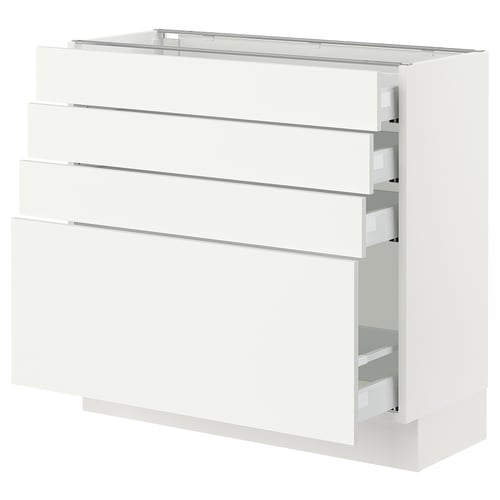 SEKTION kitchen cabinet in white with multiple drawers.