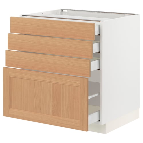 An ikea SEKTION kitchen cabinet with four wooden drawers in a light oak finish. The cabinet is rectangular with smooth, light-colored drawer fronts.