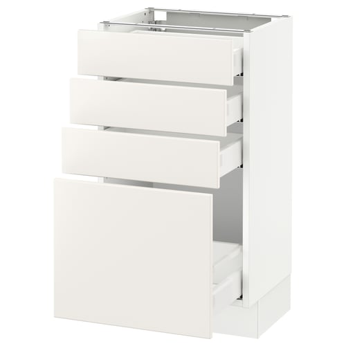 SEKTION kitchen cabinet in white with multiple pull-out drawers, modern design.