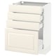 An off-white SEKTION kitchen cabinet with three drawers and a door, featuring a classic design with bevelled edges.