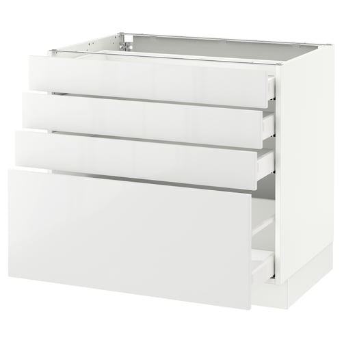 SEKTION white kitchen unit, high gloss drawers, modern design.