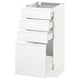 A white SEKTION kitchen cabinet with multiple drawers. It a sleek, modern design with integrated handles.