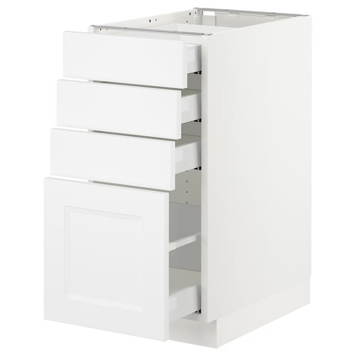 SEKTION white cabinet with drawers, modern design, smooth surfaces.
