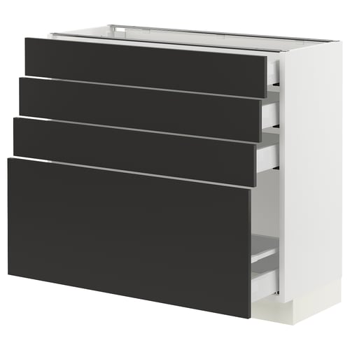 SEKTION kitchen unit with 5 black drawers, sleek modern design, smooth-running drawers.