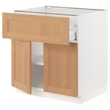 SEKTION / MAXIMERA Base cabinet with drawer/2 doors, white/Vedhamn oak, 76x61x76 cm