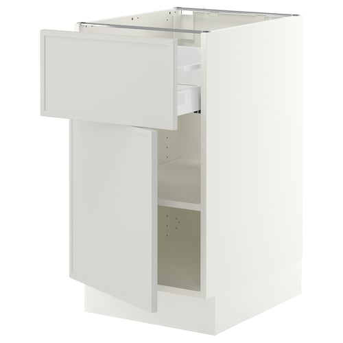 SEKTION / MAXIMERA Base cabinet with drawer/door, white/Aspudden light grey, 46x61x76 cm