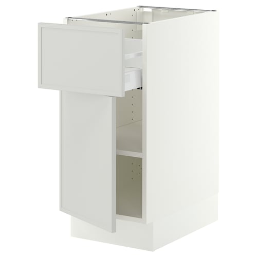 SEKTION / MAXIMERA Base cabinet with drawer/door, white/Aspudden light grey, 38x61x76 cm