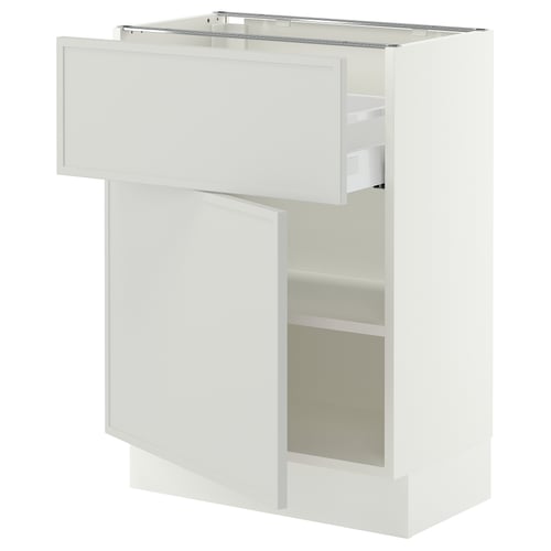 SEKTION / MAXIMERA Base cabinet with drawer/door, white/Aspudden light grey, 61x37x76 cm