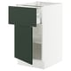 SEKTION / MAXIMERA Base cabinet with drawer/door, white/Havstorp deep green, 46x61x76 cm