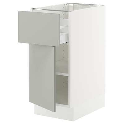 SEKTION / MAXIMERA Base cabinet with drawer/door, white/Havstorp light grey, 38x61x76 cm
