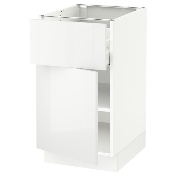 SEKTION / MAXIMERA Base cabinet with drawer/door, white/Ringhult white, 46x61x76 cm