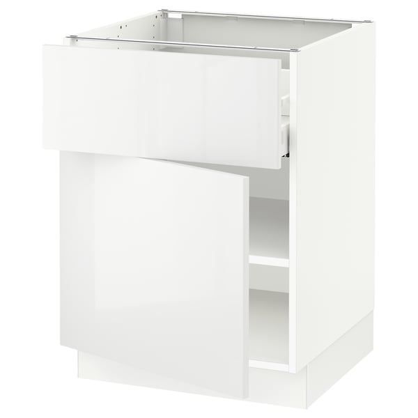 SEKTION / MAXIMERA Base cabinet with drawer/door, white/Ringhult white, 61x61x76 cm