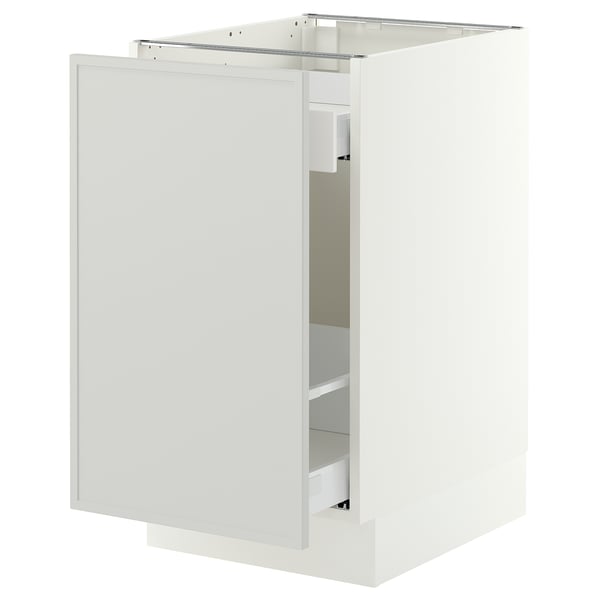 SEKTION / MAXIMERA Base cabinet with pull-out storage, white/Aspudden light grey, 46x61x76 cm