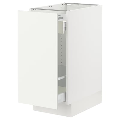 SEKTION / MAXIMERA Base cabinet with pull-out storage, white/Vallstena white, 38x61x76 cm