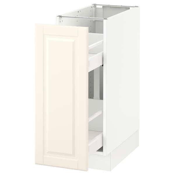 White ikea SEKTION kitchen cabinet with pull-out drawer.