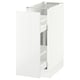 A white SEKTION kitchen cabinet with a sleek, modern design and high gloss finish. It a sturdy frame and a pull-out drawer for easy access.