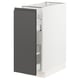 SEKTION kitchen cabinet in white with dark grey door, sleek modern design, partially open.