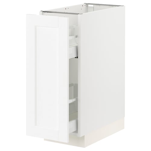 SEKTION kitchen cabinet in white with pull-out drawer, modern design.