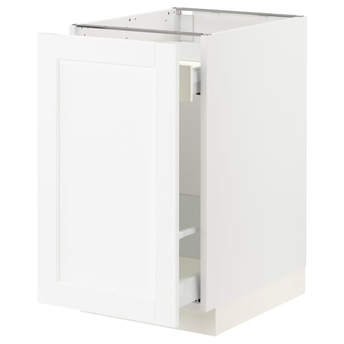 White SEKTION kitchen cabinet with smooth drawer.