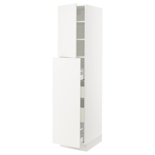 White SEKTION kitchen cabinet with smooth doors and adjustable shelves.
