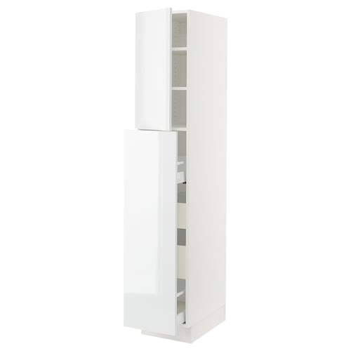 Use white high gloss kitchen cabinet, sleek design with adjustable shelves and soft-closing doors.