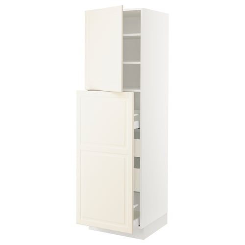 Ikea SEKTION kitchen cabinet, off-white, tall with shelves.