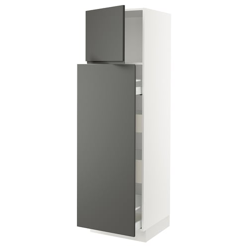 SEKTION: modern grey kitchen cabinet with integrated handles and adjustable shelves. A soft-closing door.